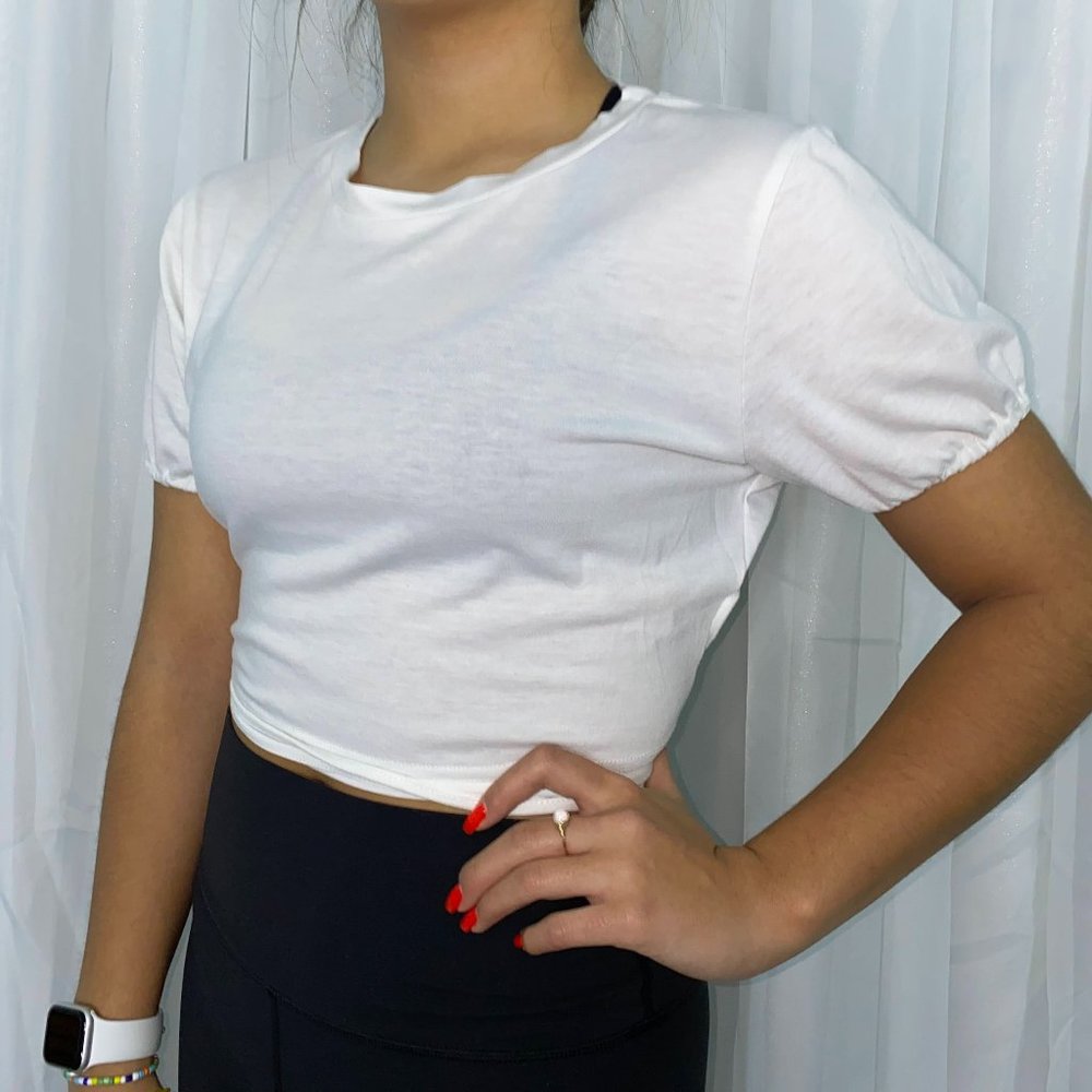 White Open-Back Tie Crop Top